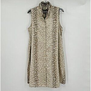 Tuckernuck Sleeveless Charlie Shirt Dress Tan Antelope Print sz XXS Women's NWT